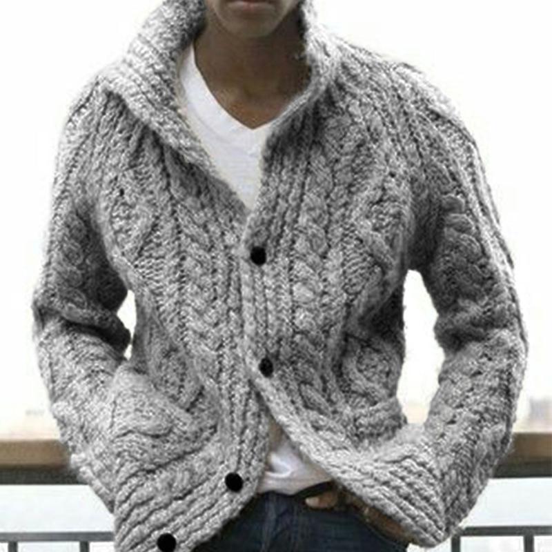 

Winter Casual Sweater Men Knitted Sweater Cardigan Warm Fashion Cardigan Men Sweaters Jacket Coat Solid Color Tops, Black