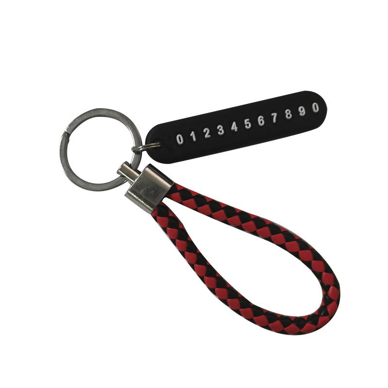 

Newly 2pcs Keychain with Phone Number Plate and Braided Rope Anti-dropping Ornament for Car Key TE889