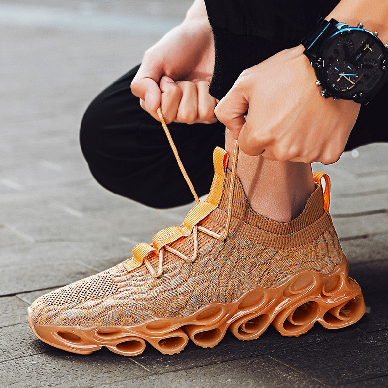 

Top quality Summer: New classic male knitted sports breathable wild tide lasso-up trend of men casual zapatos shoes, 124；black-124；
