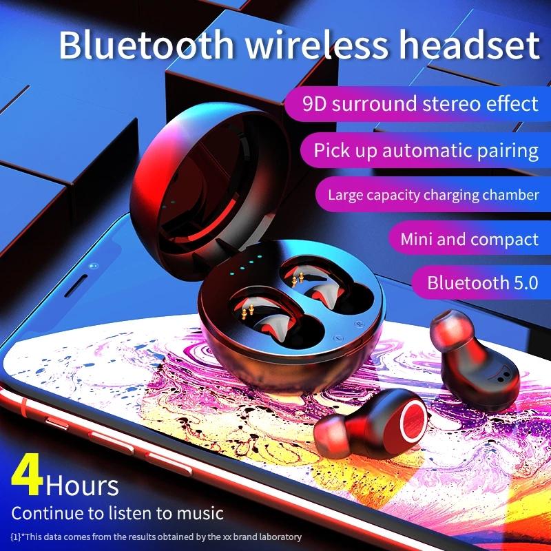 

New private model LB-10 Bluetooth headset 5.0 heavy bass binaural in-ear listening music running wireless Bluetooth headset, White