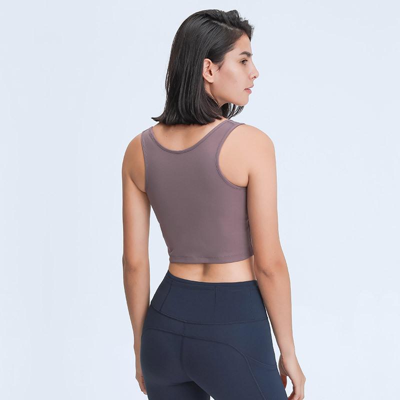 

Yoga Shirt Fitness Women Gym Crop Top Shirts Woman Tops Seamless Sport Running Sleeveless Sports Vests for Workout Tshirt Womens, Black