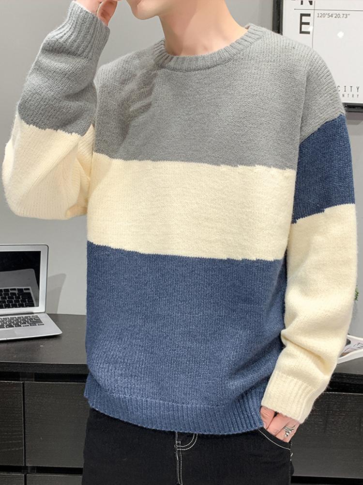 

2020 Sweater Men Clothing New Fall Winter Long Sleeve Plus Size Knitted Clothes High Quality Korean Style Loose Fashion Man Tops, Blue