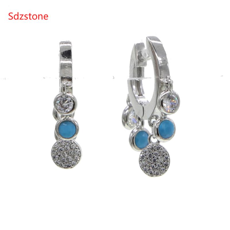 

Dangle & Chandelier 2021 Arrival Fashion Classic Women Cz Earrings Asymmetric Round Opals Charm Female Korean Jewelry
