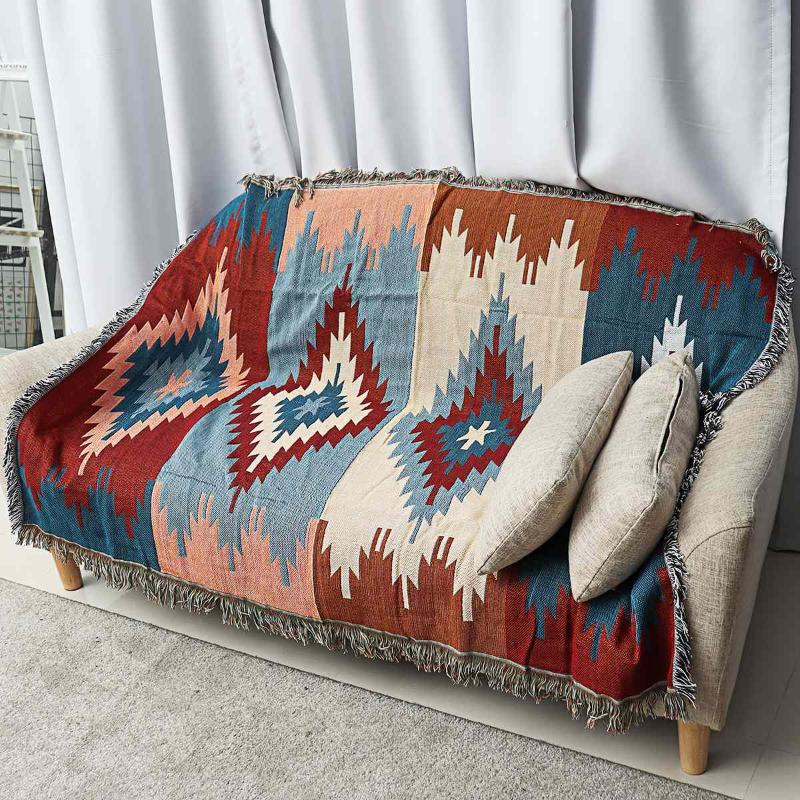 

Cotton Blanket Rug Nordic Bohemian Tapestry Lounge Sofa Chair Couch Throw Blanket Home Living Room Decorations Bedroom Bed Quilt