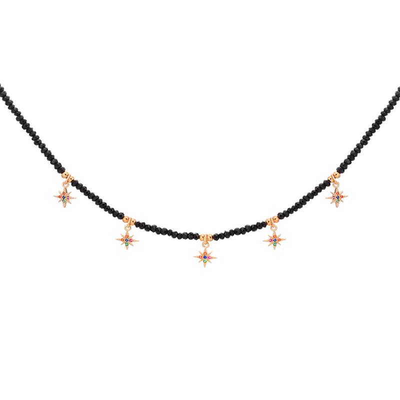 

Charms Colorful Star Choker Necklace For Women White Black Beads Chain Necklaces Simple Polaris Jewelry Gifts Women Accessories