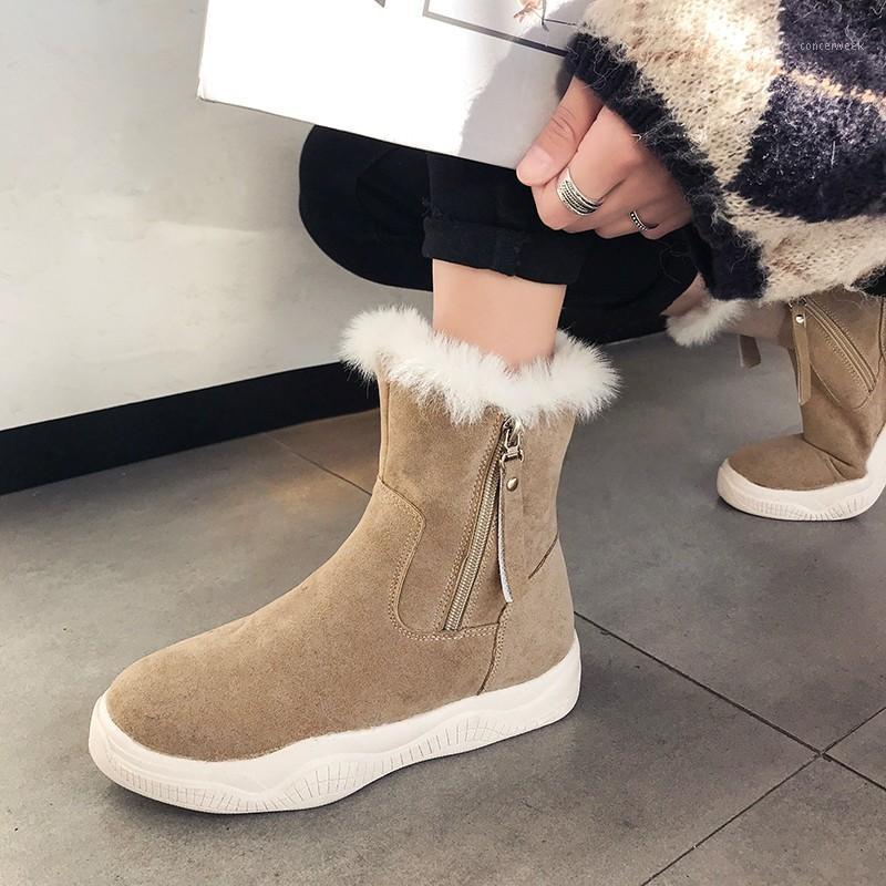 

2020 Warm Plush Winter Snow Boots Zipper Ankle Boots Chunky sneakers Comfortable Faux Fur Thick Bottom Women Shoes Woman1, Black