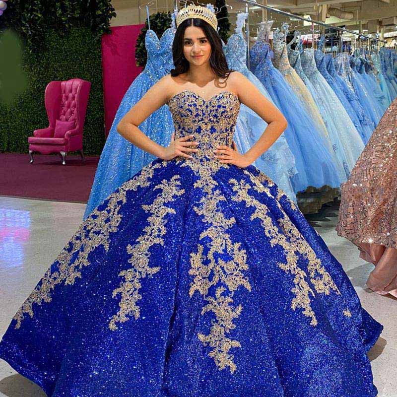 

Sparking Royal Blue Sequined Quinceanera Dresses Sweetheart Ruffles Appliques Princess Prom Dress vestidos de 15 años, Orange