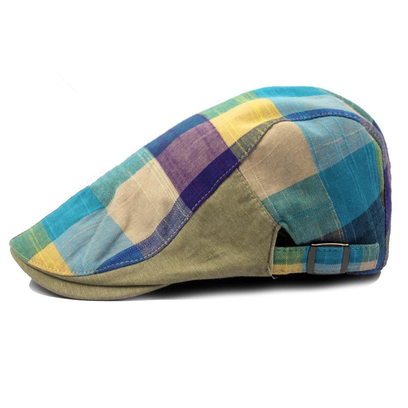 

Casual Retro Hat Ladies Men and Women Spring Summer Sun Plaid Plaid Forward Hat Ladies Newsboy Cap