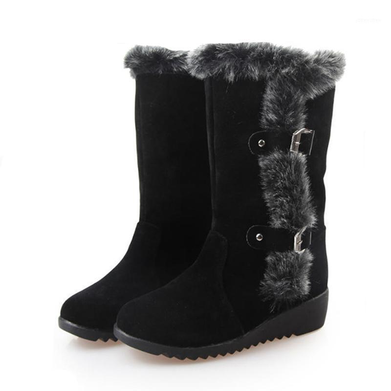 

2020 Autumn And Winter New Snow Boots Thick Bottom Set Foot Imitation Fur Cotton Boots Wedge With Women Women1, Black