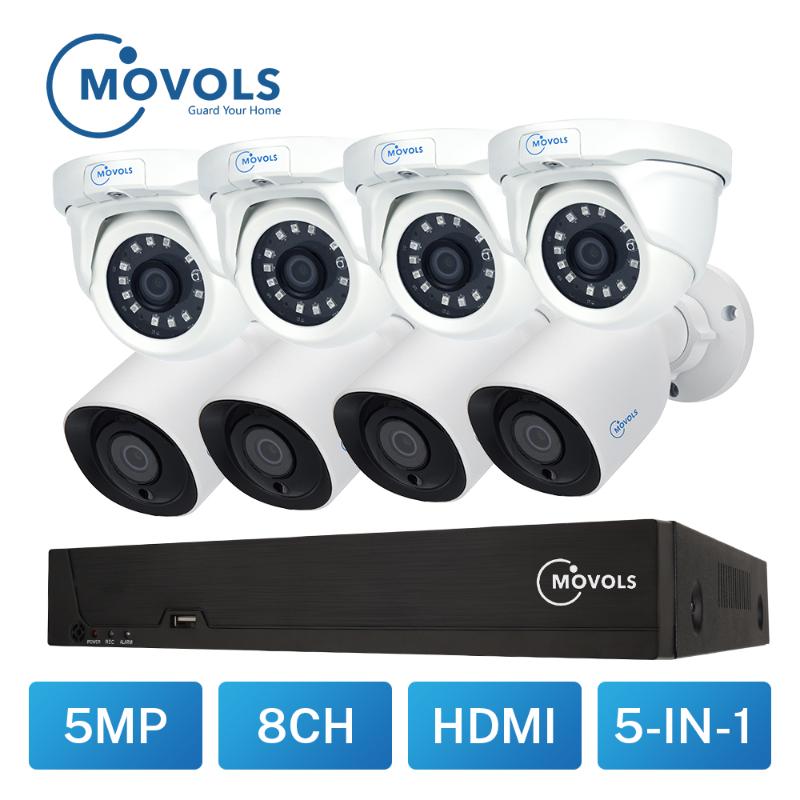 

Movols Video Surveillance Kit 5MP CCTV AHD 4pcs 4pcs Dome camera Outdoor Waterproof 8CH H.265 DVR Security Camera System