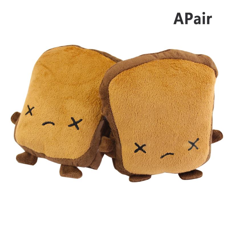 

Five Fingers Gloves 1 Pair Winter Half Finger Adult Adjustable Hand Warmer USB Heating Cartoon Plush Windproof Toast Shaped Cute Soft