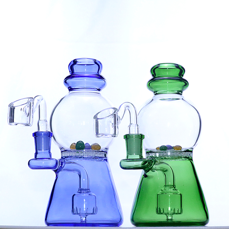 

7.3 inch blue and green glass water bongs beaker bong 14mm joint bowl heady glass oil rig