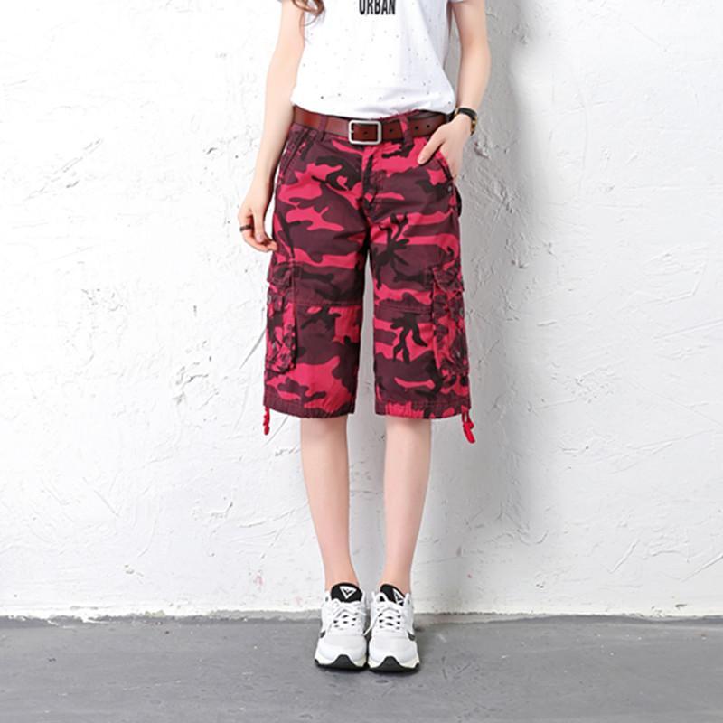 

Outdoor Loose Multi-pocket Shorts Women Camouflage Plus Size Tactical Cargo Pants Army Fashion Cotton Fit Sports Shorts1, Grey camo