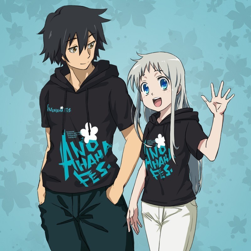 

2021 New Casual Tshirt Anime Anohana the Flower We Saw That Day Hoody t Shirt Men Women Cosplay Honma Meiko Short Sleeve Hooded T-shirt Bkr5, 01