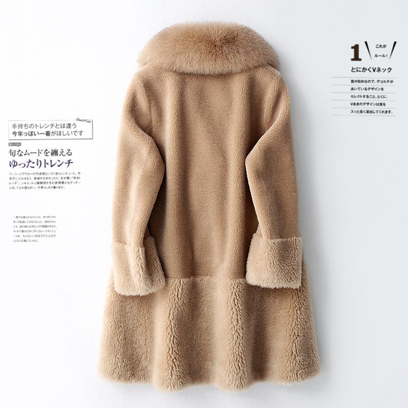 

Coat Female Vintage Long Real Sheep Shearing Jacket Women Winter Fur Hooded Clothes 2020 Korean 100% Wool Top Hiver 9175, Beige