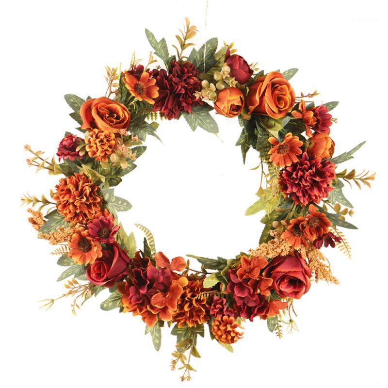 

Artificial Simulation Wreath Halloween Thanksgiving Christmas Wedding Decoration Home Decoration Red Rose Wreath dropship#1