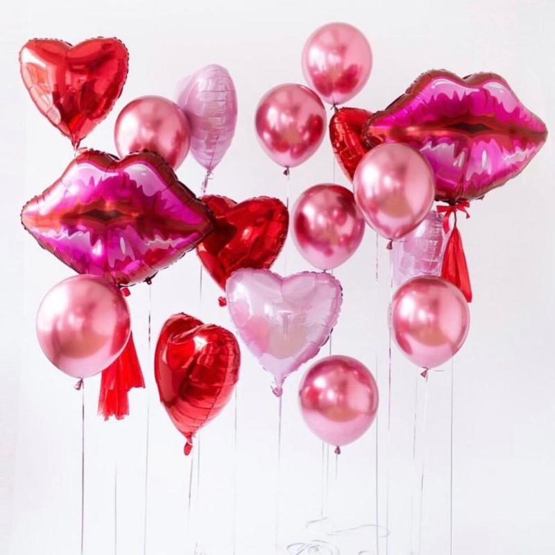 

Pink Red Lips Balloons 18inch Love Heart Foil Helium Balloon Anniversary Wedding Valentines Party Decorations Love Letter Ballon