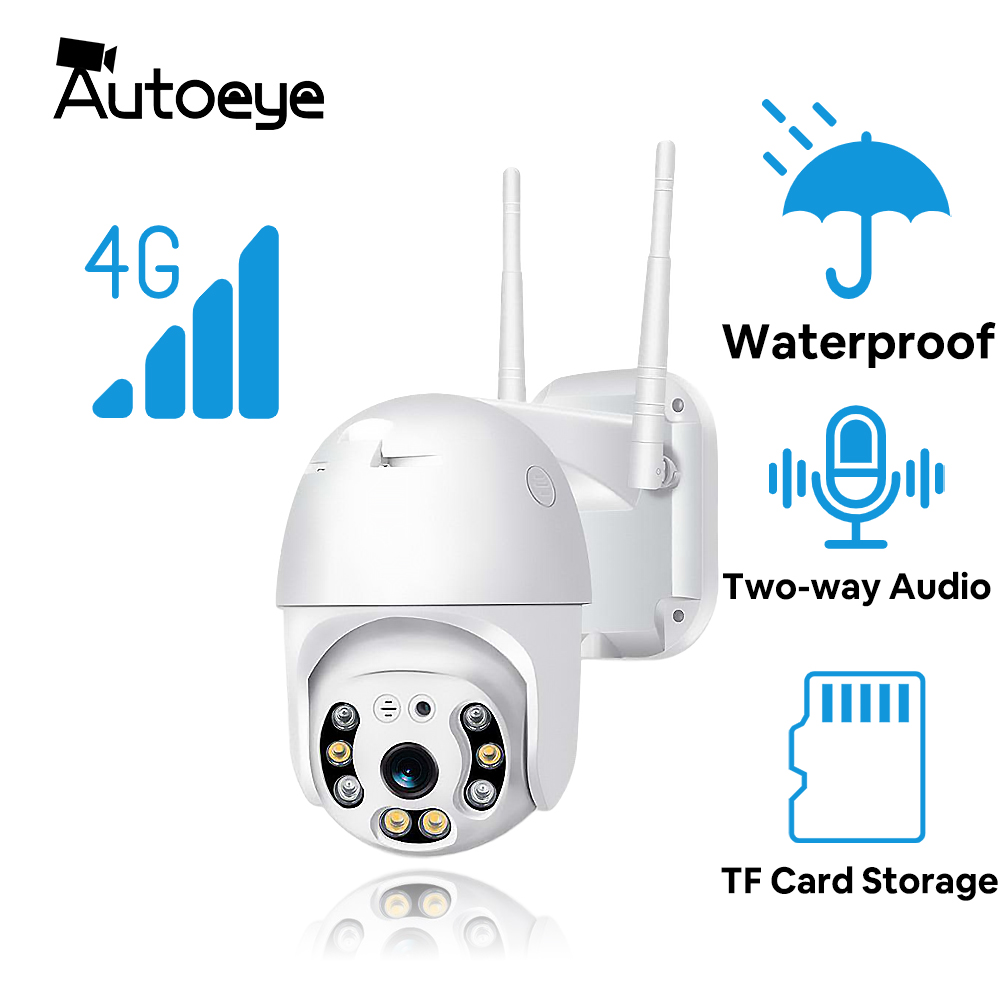 

Autoeye 3G 4G Camera 1080P HD PTZ Camera Wireless GSM SIM Card WIFI IP Camera Security Outdoor CCTV P2P IR Night Vision 30M