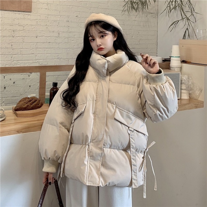 

2021 New Female Mode Parkas Oversized Solid Batwing Sleeves Feminine Jackets Down Korean Style Thicken Puff Jacket Winter 6AL1, Black
