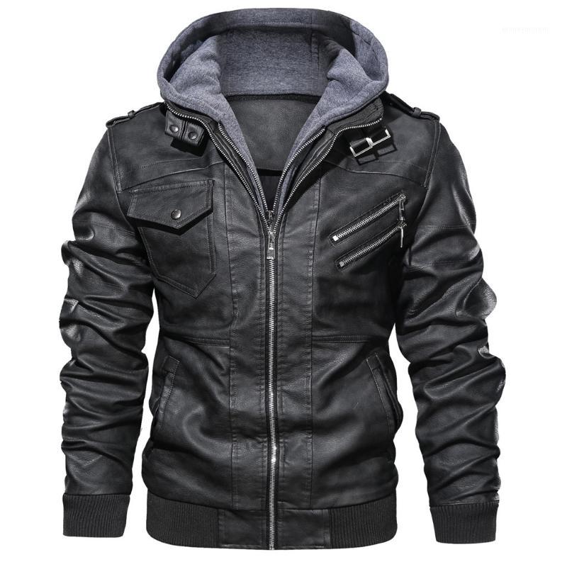 

Men' Jackets European Size Luxury Men PU Leather Jacket Hooded Motorcycle Coats Male Jaqueta Couro Winter Coat #61, As pic
