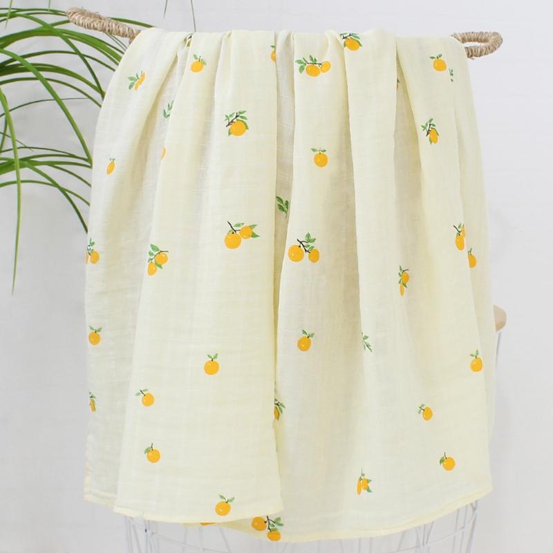 

120x120cm Baby Muslin Blanket Stroller Cover Soft 2 Layers Gauze Bedding Infant Newborn Swaddle Wrap Sleepsack T8ND, Fruit
