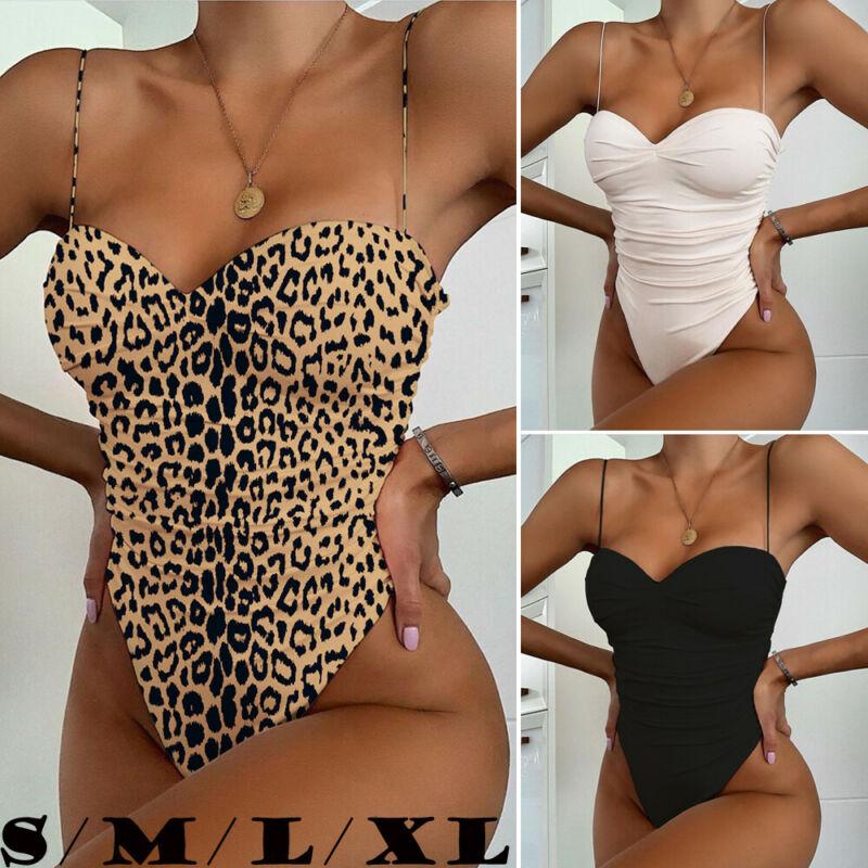 

Ladies Sexy Backless Bodysuit One-Piece Swimwear Push-up Padded Beach Bikini Bathing AU, Black
