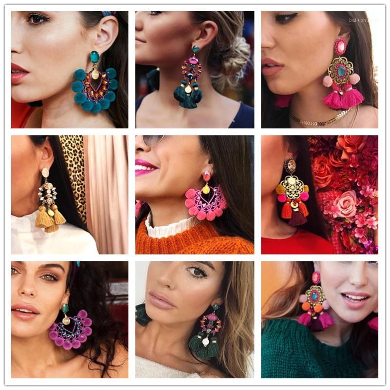 

2019 hot long Pendant Tassel Statement Earrings Boho Shiny Drop Dangle Earrings For Women wedding Charm Fringed Bijoux1
