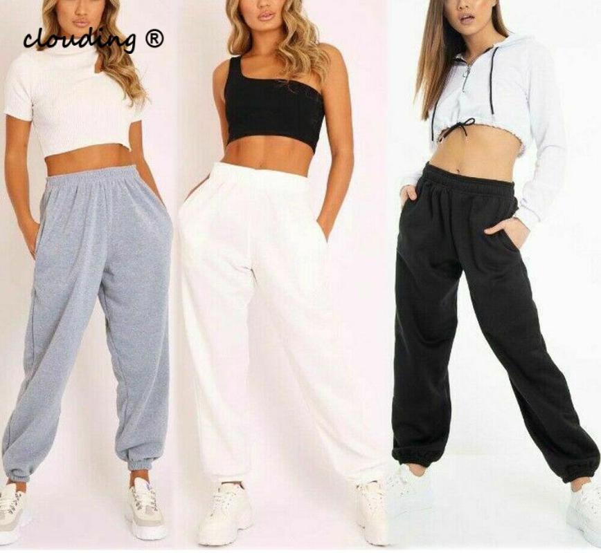 

2020 Newest Hot Women Casual Fashion High Waist Hip Hop Dance Sport Running Jogging Harem Pants Sweatpants Jogger Baggy Trousers, Black