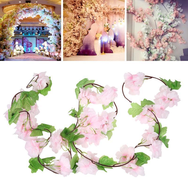 

2M Artificial Green Garland Leaves Cherry Vine Fake Vines Rattan Artificial Plants Ivy Wreath Wall Decor Wedding Decoration1, White