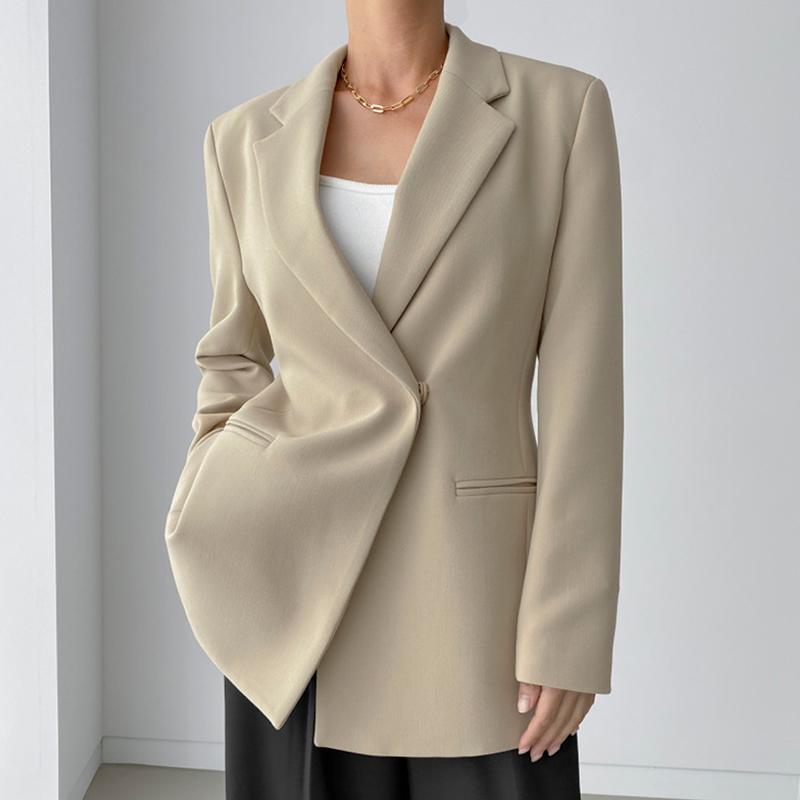 

Women's Suits & Blazers Korean Chic Spring French Temperament Lapel Double-breasted Waist Slim Double-pocket Long-sleeved Suit Jacket Women, White;black