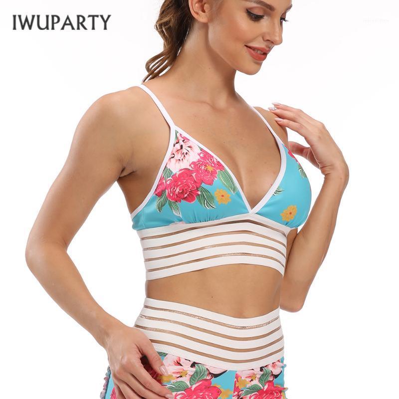 

IWUPARTY Sexy Flower Print Women Bras Breathable Tank Top Yoga V-neck Bra Athletic Gym Running Fitness Workout Sport Underwear1, Leopard