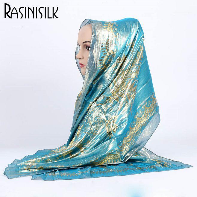 

Shinny Women Decorative Silk Scarves Wrap Muslim Hijabs Turban Exquisite Print Pattern Shawl High Quality Design Head Scarf1