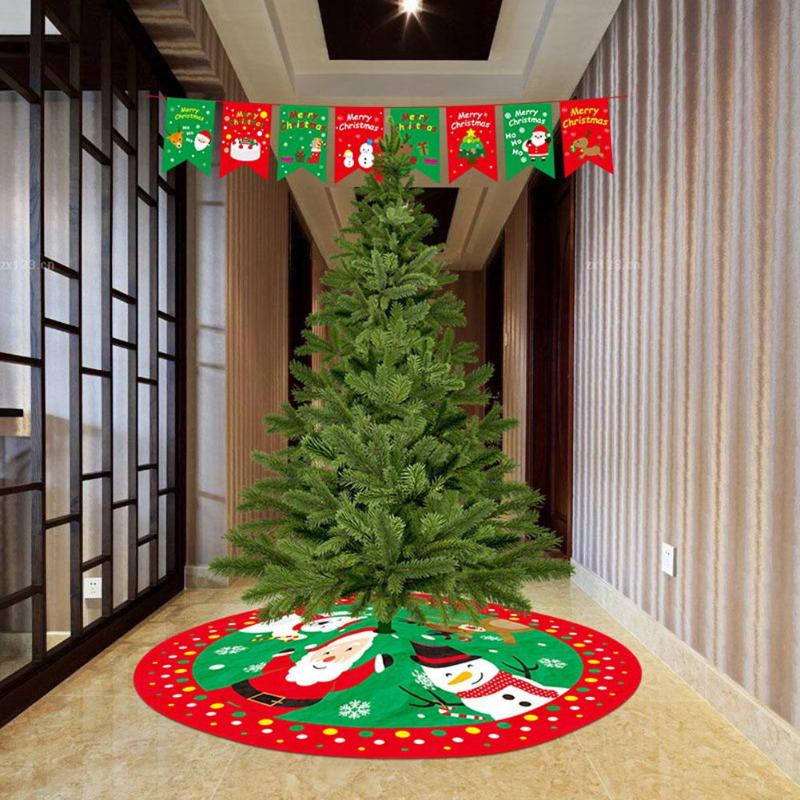 

Round Snowman Santa Elk Print Christmas Tree Skirt Apron Floor Carpet Xmas Decoration Christmas Tree Skirts Festive Supplies