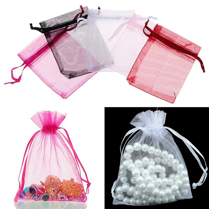 

100 Pcs/bag Organza Gift Bags Jewelry Candy Bag Wedding Favors Bags Mesh Gift Pouches Container Organizer Party Supply