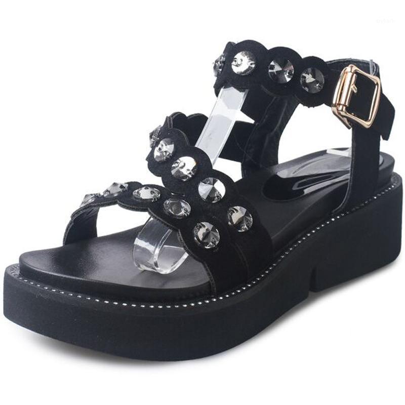 

Han Edition Diamond Thick Bottom Female Sandals Nice New Summer peep-toe Fashion Sandals Prevent Slippery Outside Wear Female1, Black