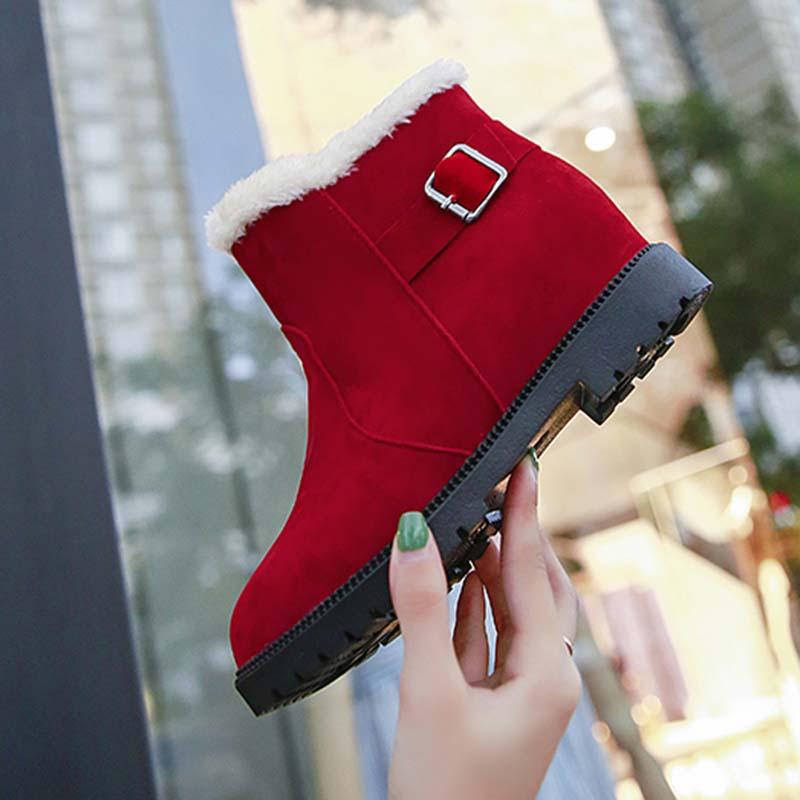 

Sooneeya Fashion Suede Boots Women Shoes Winter Warm Buckle Ankle Boots For Woman High Quality Warm Plush Inside Platform, Black