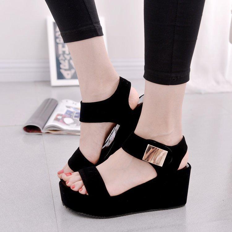 

women sandals shoes 2021 Ladies Fashion Comfortable on the heel Beach Roman sexy heel Women's sandals, Black