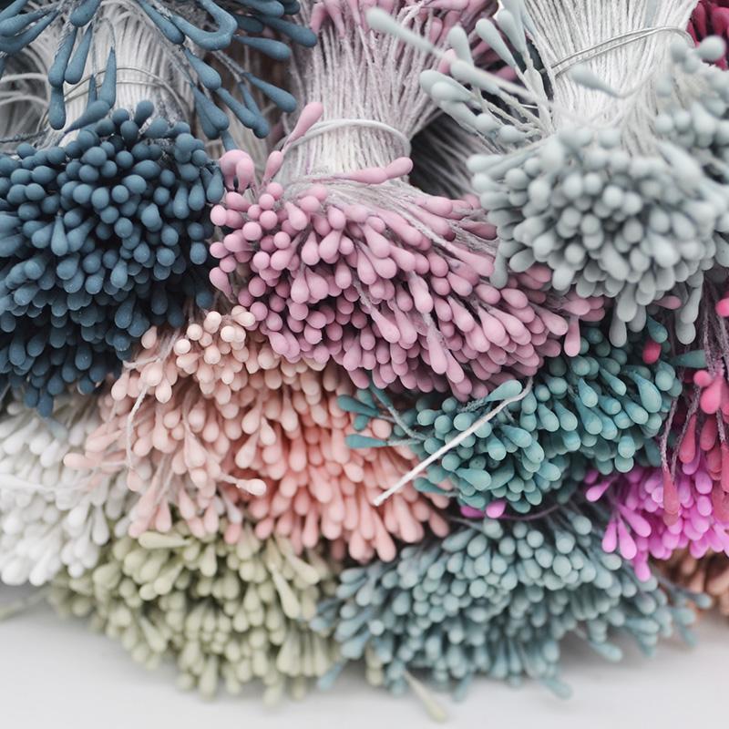 

400pcs/lot Mini Flower Stamen Pistil DIY Artificial Double Heads Floral Stamens Home Wedding Decoration Cake Flowers Accessories, F06