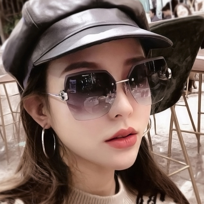 

Sunglasses 2021 Fashion Retro Women Rimless Vintage Brand Designer Glasses For Mirror