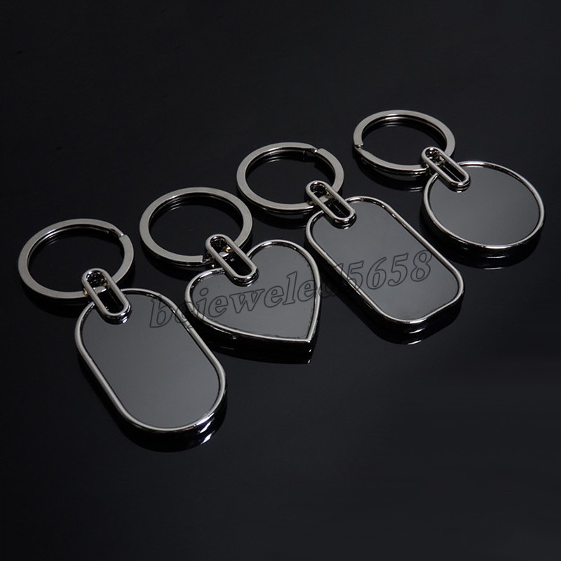 

Fashion Creative Blank Alloy Keychains DIY Jewelry Finding Accessories Tags Round Heart Square Shape Geometric Key Chain Gifts Key Ring