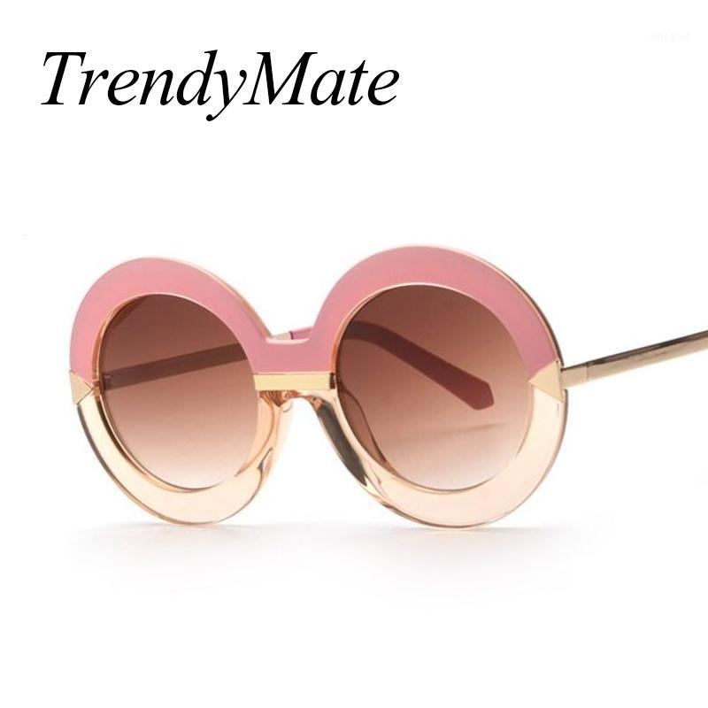 

Sunglasses 2021 Big Round Women Luxury Arrows SKY BLUE Brand Designer Circle Vintage Retro Sun Glasses Female 284M1