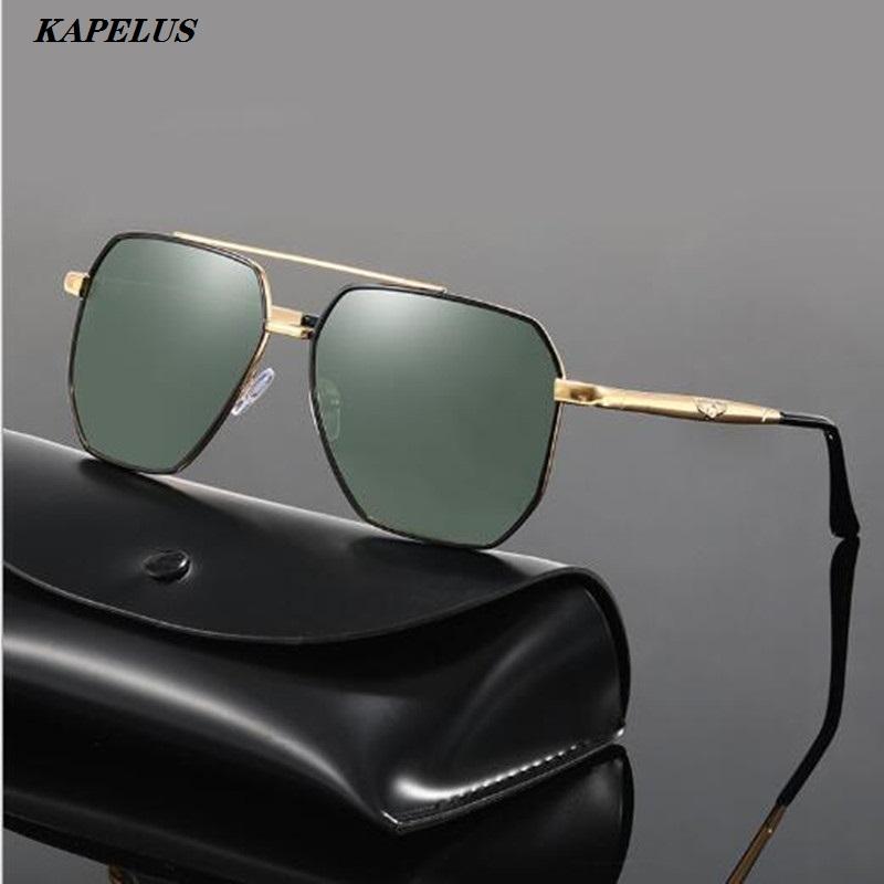 

Men's new square polarizer glasses Metallic dark green sunglasses TAC sun glasses