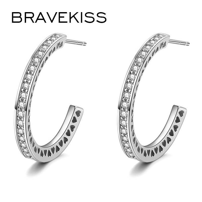 

BRAVEKISS Trendy Rose Gold Small Half Hoop Earrings Cubic Zirconia Hoops Circle Shape Earring for Women Fashion Jewelry BUE0532