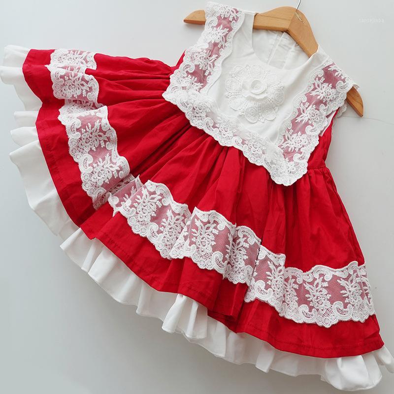 

Summer Dresses For Girls Red Lace Smock Cotton Vintage Wedding Vintage Spanish Lolita Princess Party Boutiques Children Clothes1
