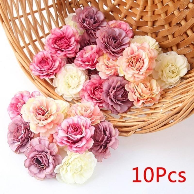 

New 10pcs/lot Artificial Flowers Silk Rose Floral Head Wedding Party Home Decorations DIY Wreath Scrapbook Craft Fake Flower1, Blue