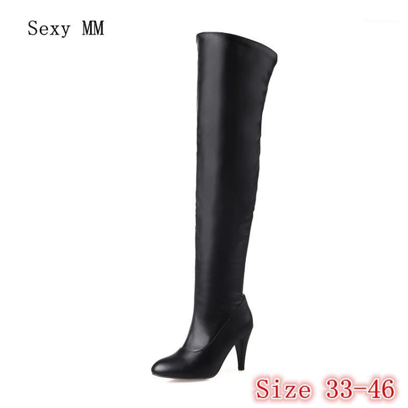 

Spring Autumn Leather Women Over the Knee Boots High Heel Woman Thigh High Boots Plus Size 33 - 40 41 42 43 44 45 461, Beige
