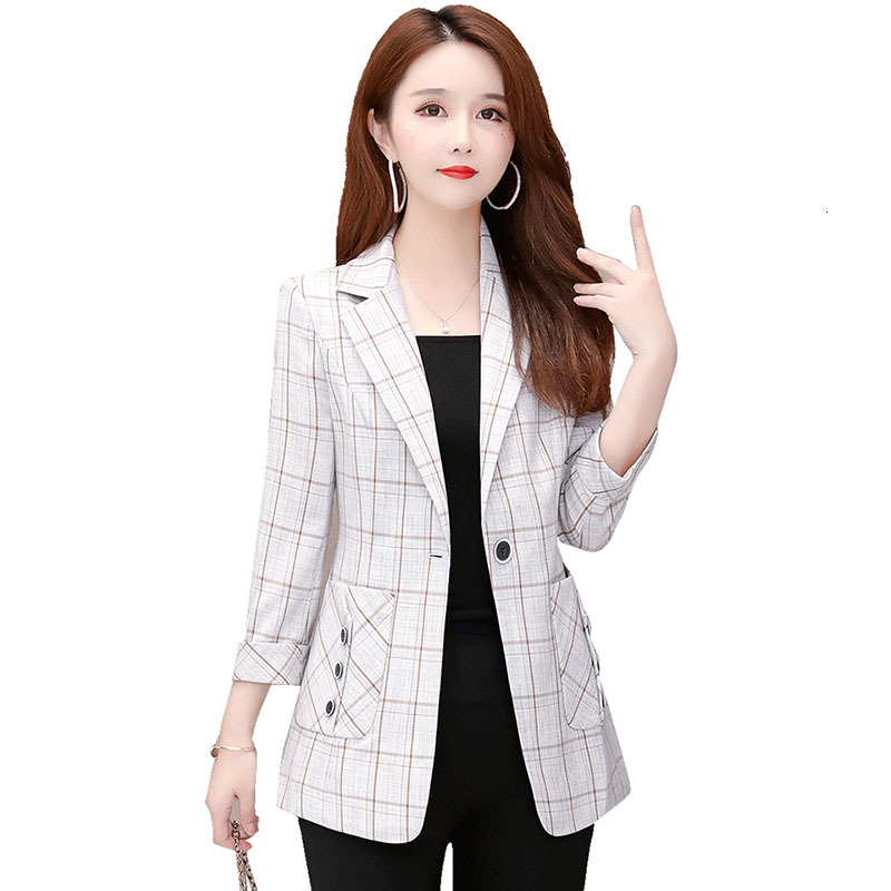 

Female Spring Loose Elegant Plaid Long Sleeve Women's Clothing 2021 Casual New Plus Size Blazer and Top 4xl R117 Jackets Fqbj, Lattice