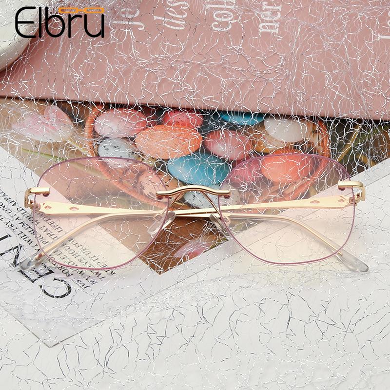 

Elbru Ultralight Rimless Glasses Frame Transparent Gold Frame Flat Lens Optical Glasses Anti-blue Light Computer Goggles Unisex