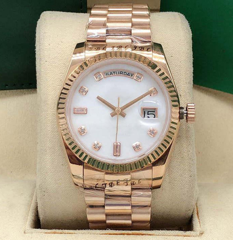 

High quality 36mm women's automatic mechanical watch Ladies watches day-date womens stainless steel folding buckle sport waterproof fashion wristwatch, Yellow