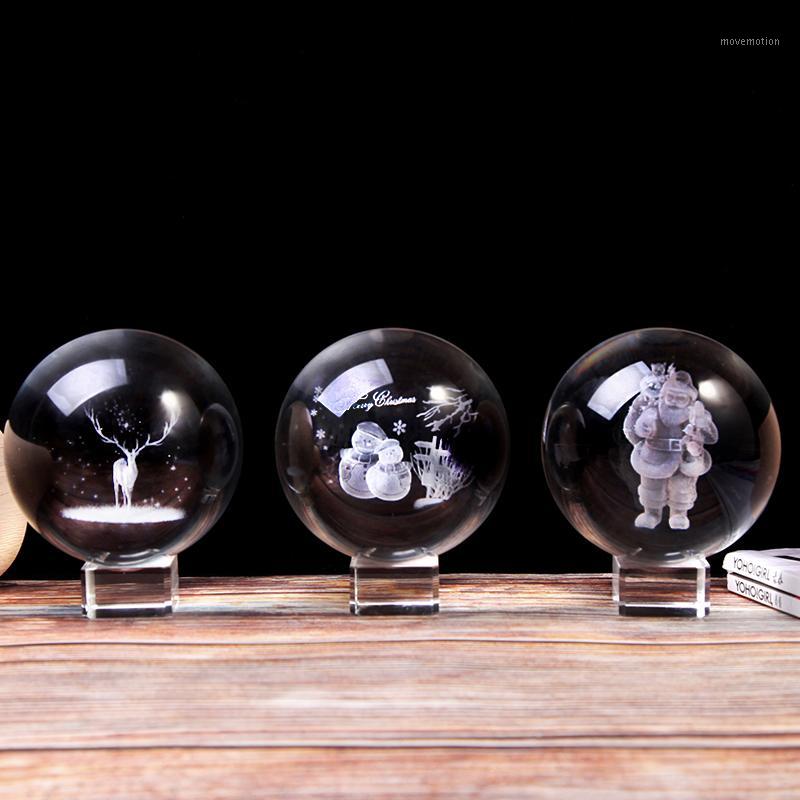 

Ornaments Christmas Crystal Ball Santa Claus Engraving Ball Christmas Tabletop Decoration Glass Clear Ornaments1